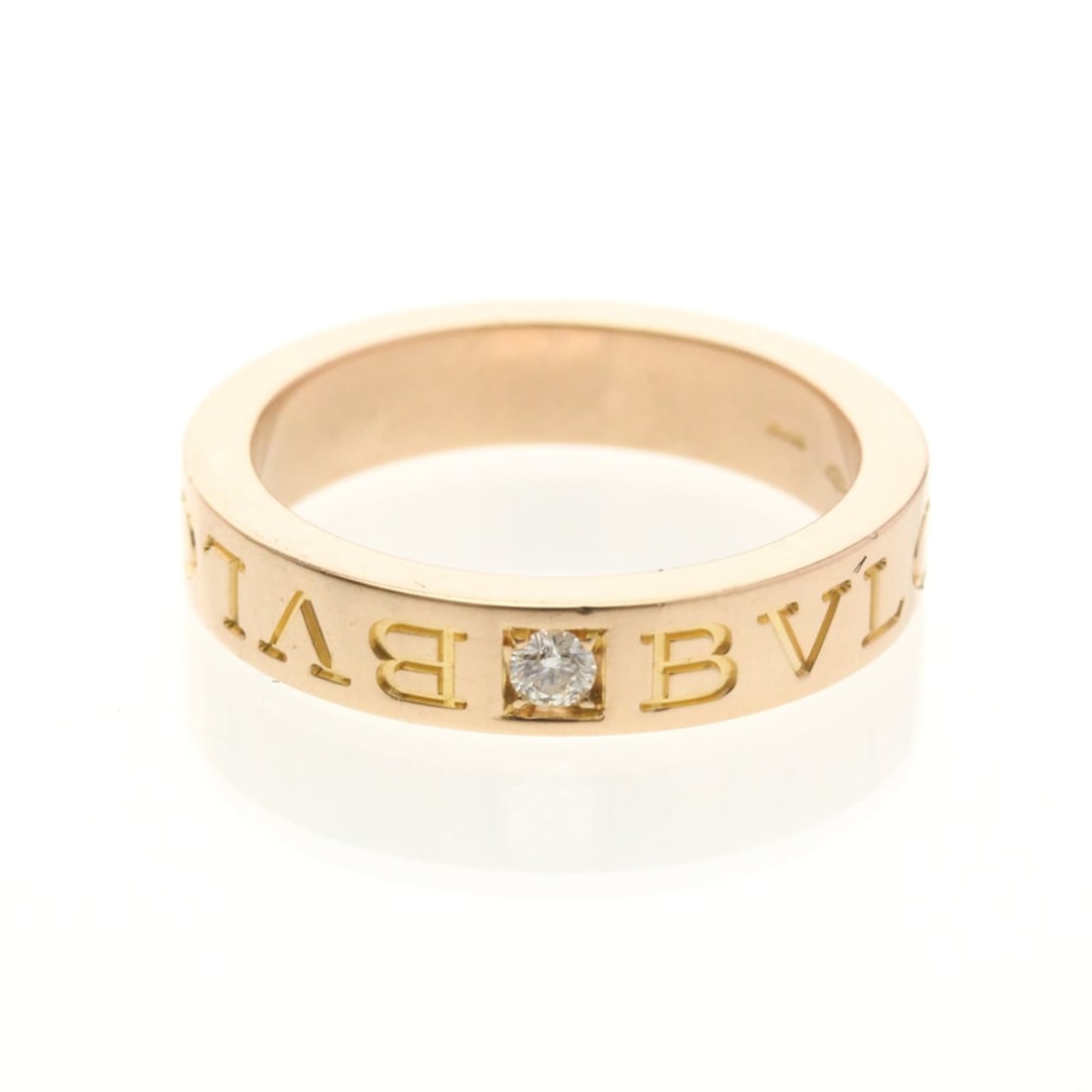 Bvlgari Double Logo Diamond Ring Pink Gold (18K) Fashion Diamond Band Ring Pink Gold (1 of 9)