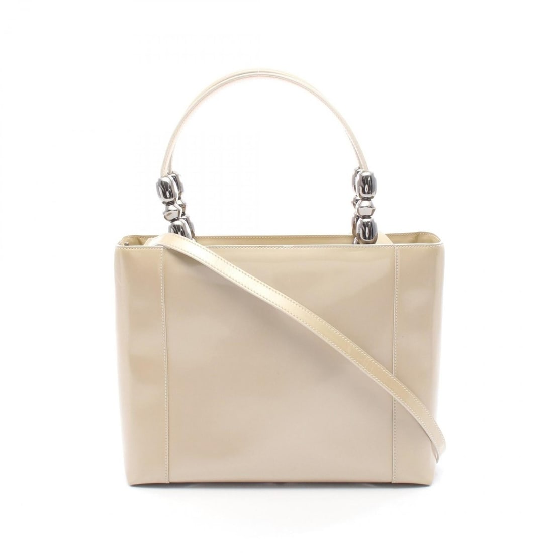 Christian Dior Maris Pearl Handbag, Patent Leather, Women's, Beige: --- Catalog ---Category: SizeSize (HxWxD): 23cm x 29cm x 10cm / 9.05'' x 11.41'' x 3.93''Category: DesignType: HandbagColor: BeigeGender: WomenMaterial: Patent leather Category: GeneralBrand: Christia
