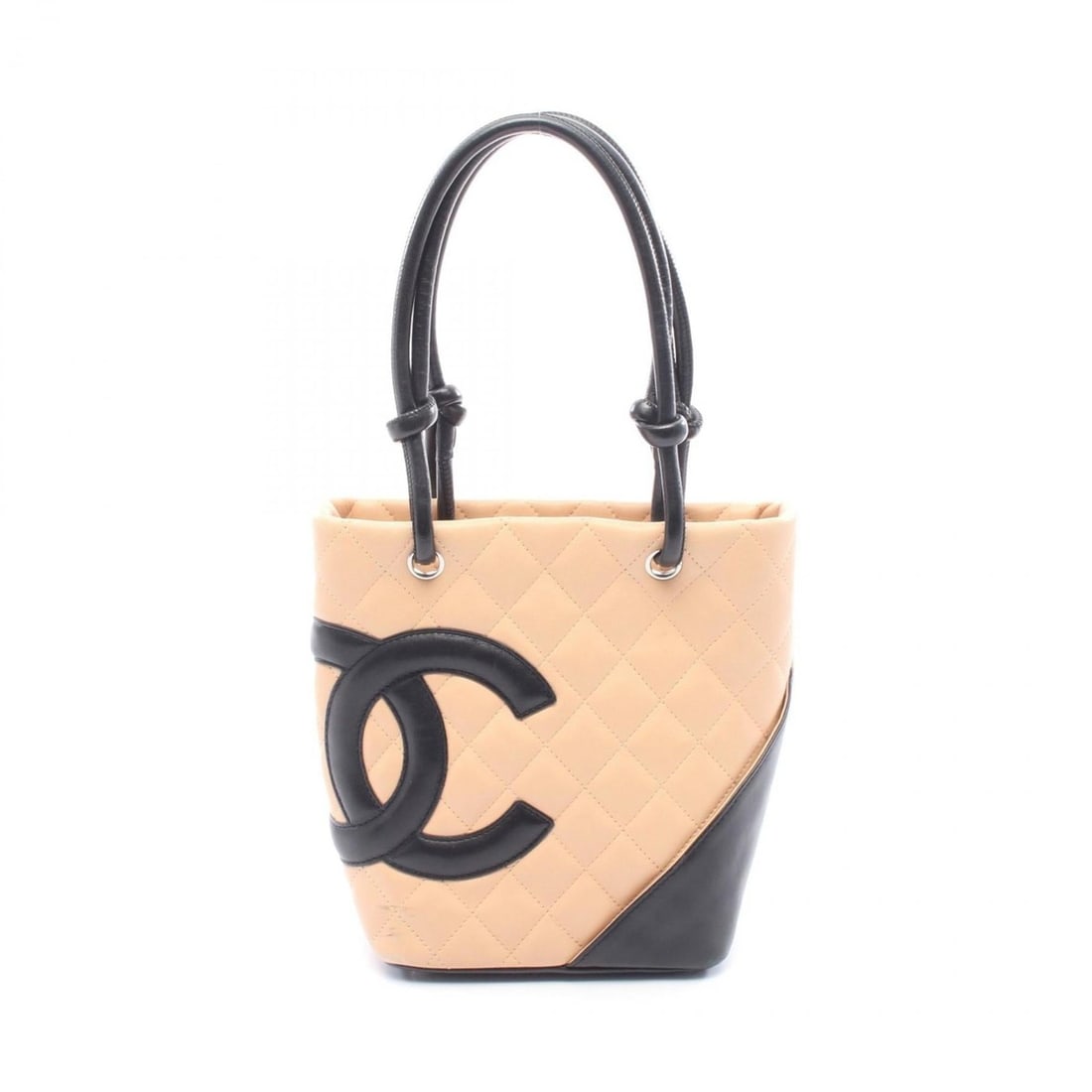 CHANEL Cambon Line Small Tote Bag, Leather Handbag, Women's, Beige and Black: --- Catalog ---Category: SizeSize (HxWxD): 20cm x 15cm x 9.5cm / 7.87'' x 5.9'' x 3.74''Category: DesignType: Handbag, Tote bagColor: Beige, BlackGender: WomenMaterial: Leather Category: GeneralBrand: