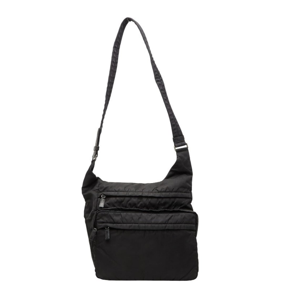 Prada Triangle Logo Plate Shoulder Bag Black Nylon Leather Women's PRADA (1 of 14)