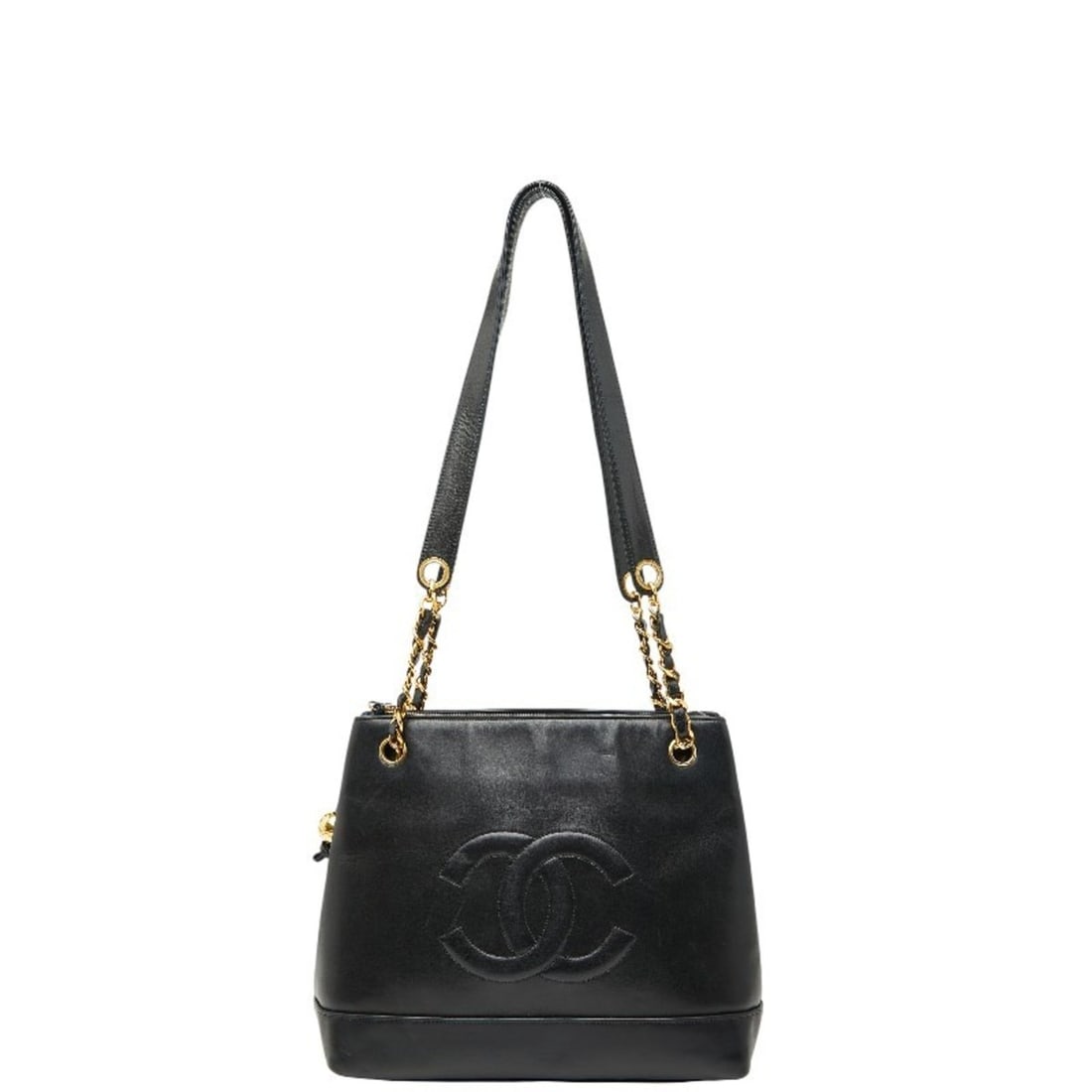 CHANEL Coco Mark Chain Tote Bag Black Lambskin Women's (1 of 11)