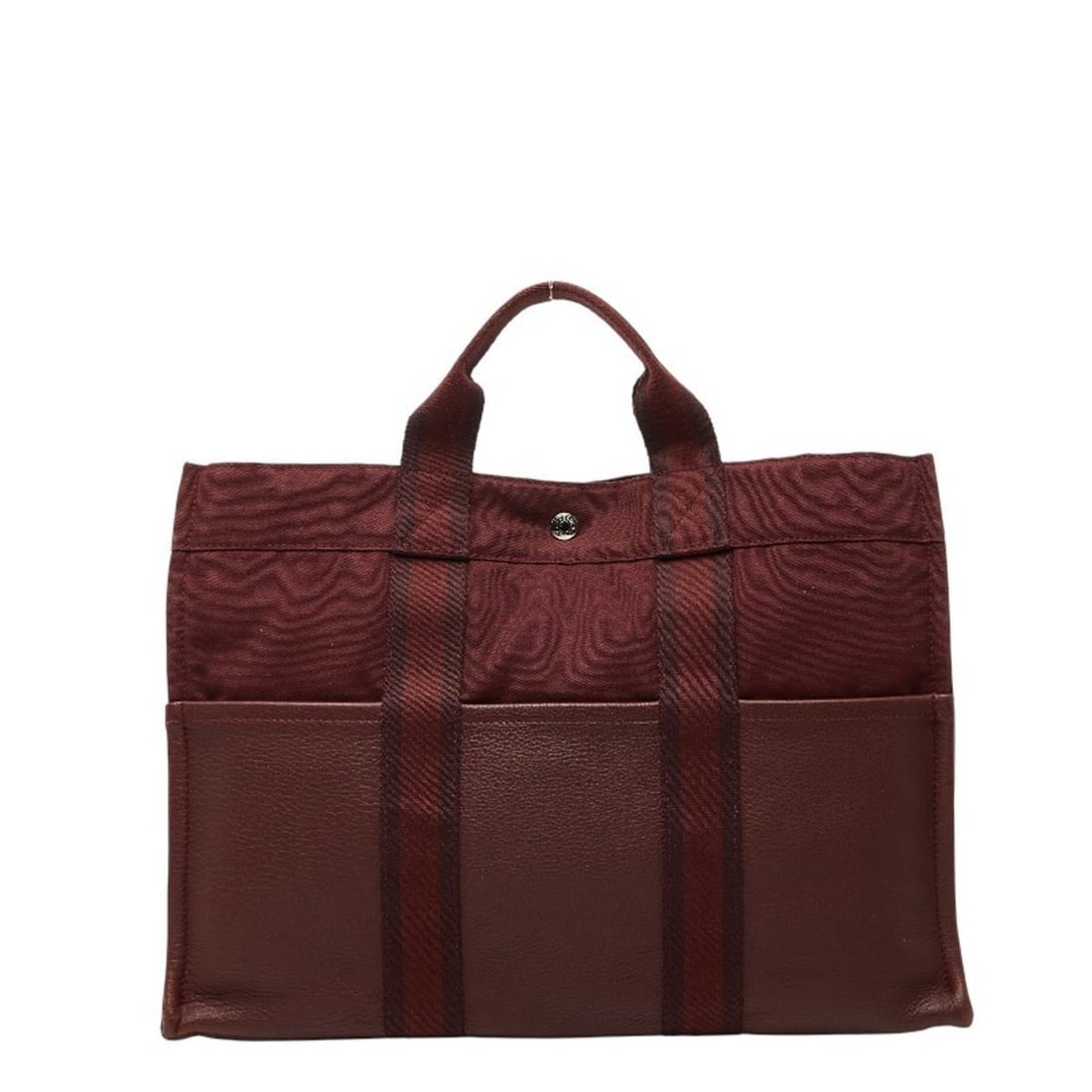 Hermès Four Tou MM Half Leather Tote Bag Handbag Wine Red Bordeaux Canvas Women's HERMES (1 of 12)