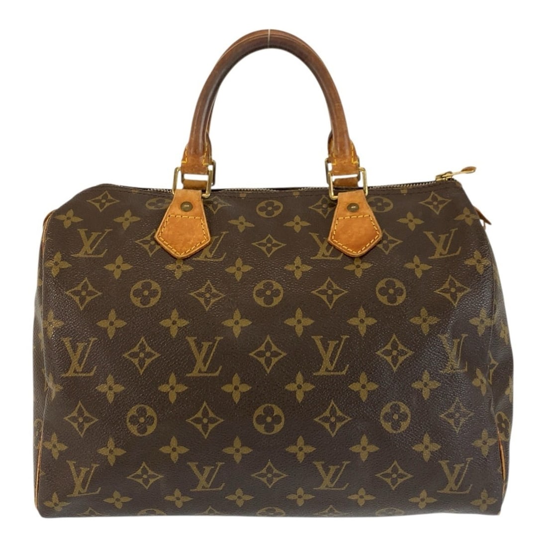 LOUIS VUITTON Monogram Speedy 30 Brown Leather with Gold Hardware, M41526, Women's Handbag/Mini (1 of 15)