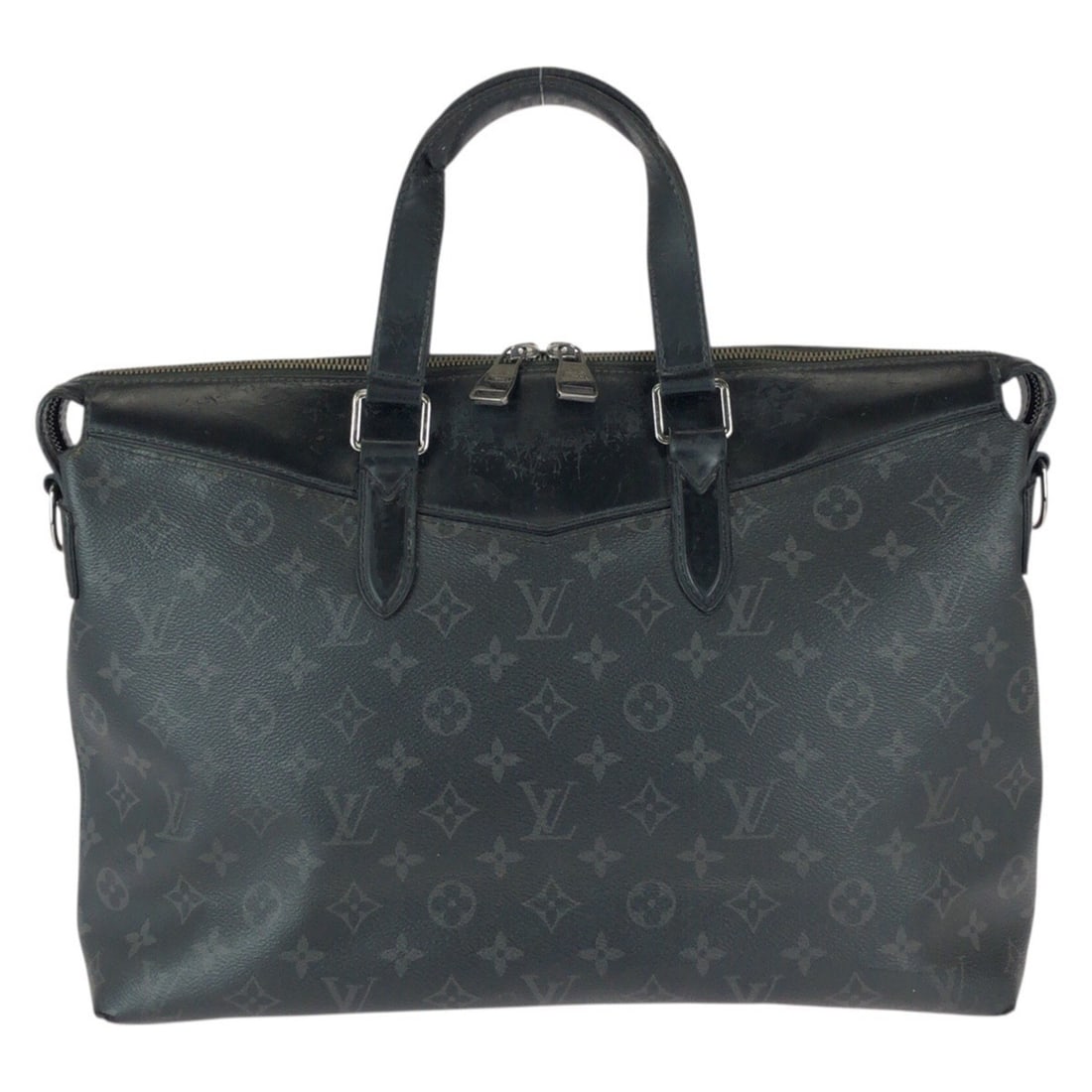 LOUIS VUITTON Monogram Eclipse Explorer Black Leather Briefcase with Silver Hardware, M40566, Men's (1 of 19)