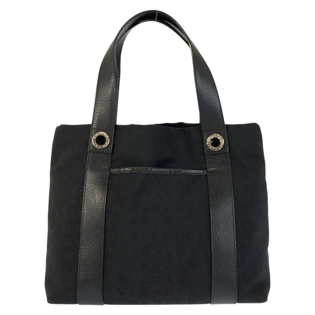 BVLGARI Logomania Black Canvas Leather MAEIEA Tote Bag with Silver Hardware, Women's (1 of 13)