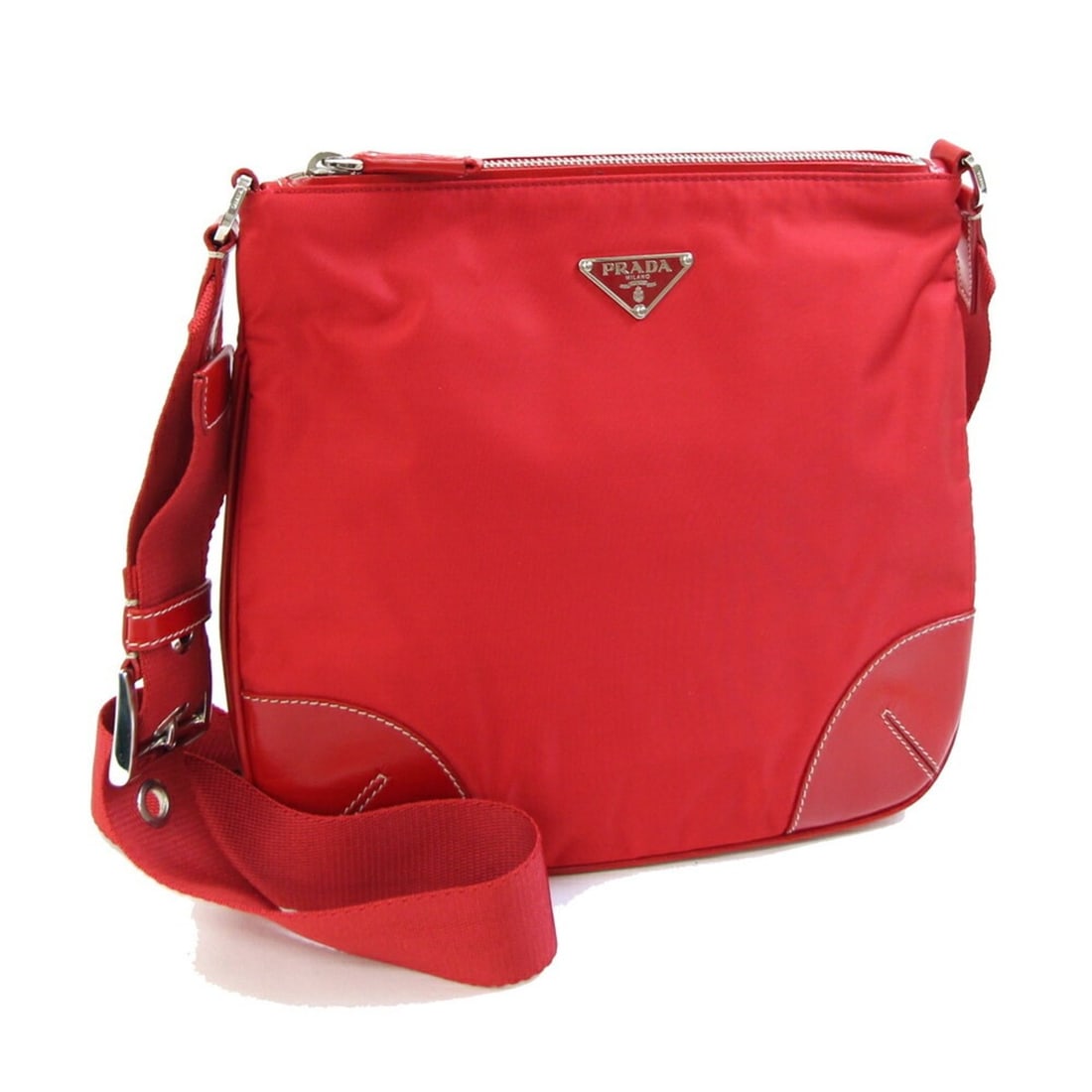 Prada Shoulder Bag BT0332 Red Nylon and Leather Crossbody for Women (1 of 12)