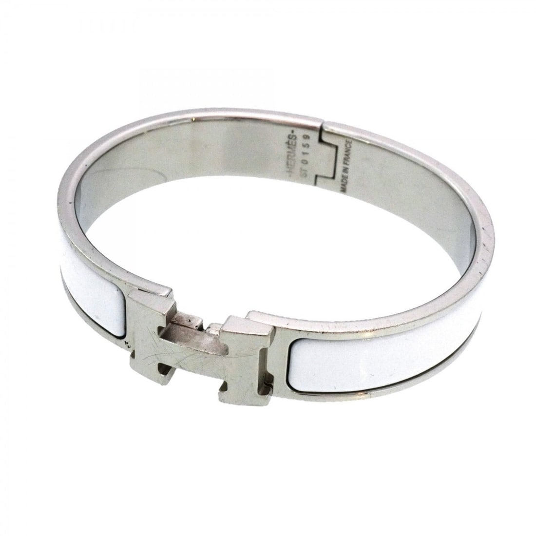 Hermes Click Cluck PM Bangle in Metal and White for Women (1 of 12)
