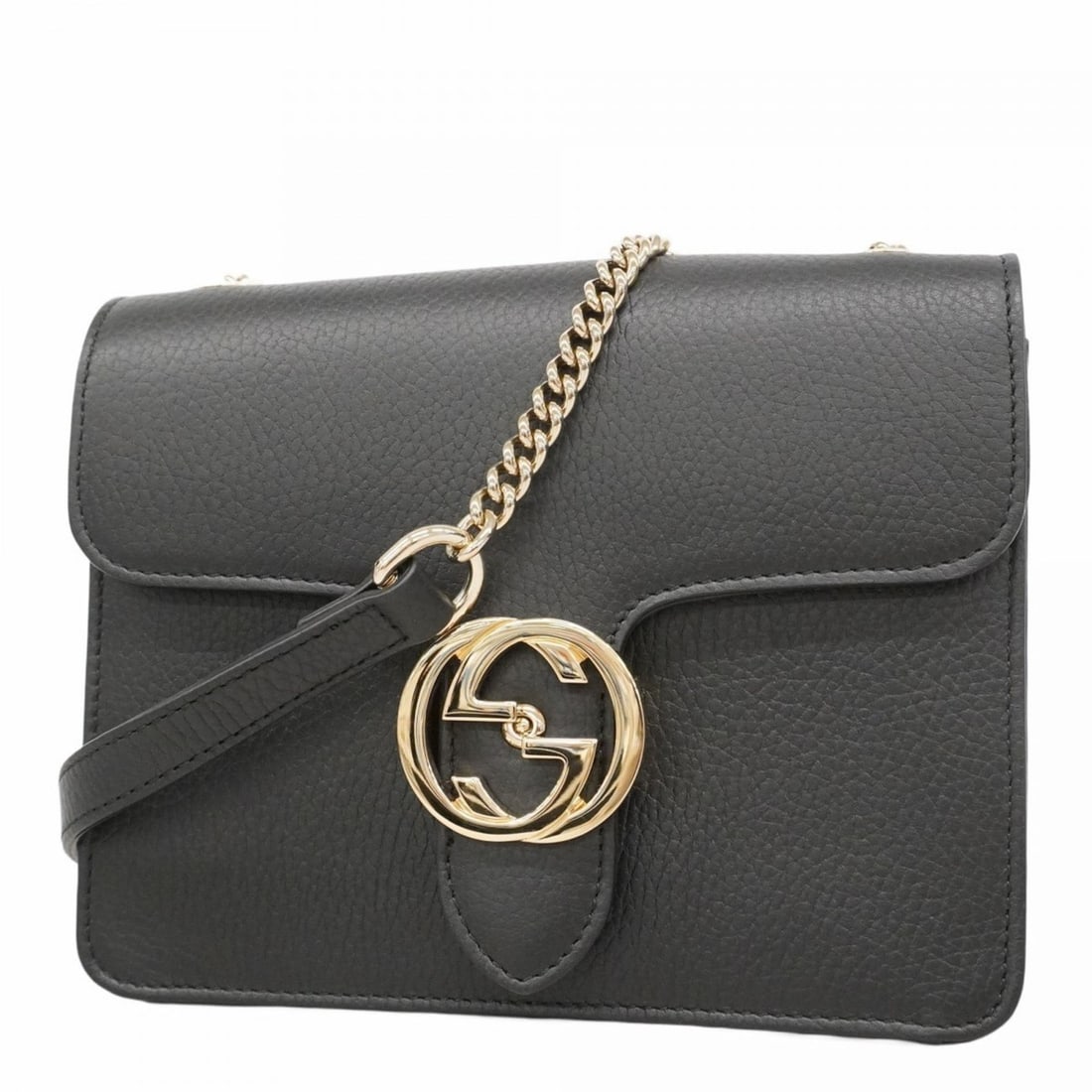 Gucci Interlocking G Shoulder Bag 510304 Leather Black Champagne Women's: --- Catalog ---Category: SizeSize (HxWxD): 16cm x 19.5cm x 7cm / 6.29'' x 7.67'' x 2.75''Category: DesignType: Shoulder bagColor: BlackGender: WomenMaterial: Leather Hardware Color: Champagne goldCate
