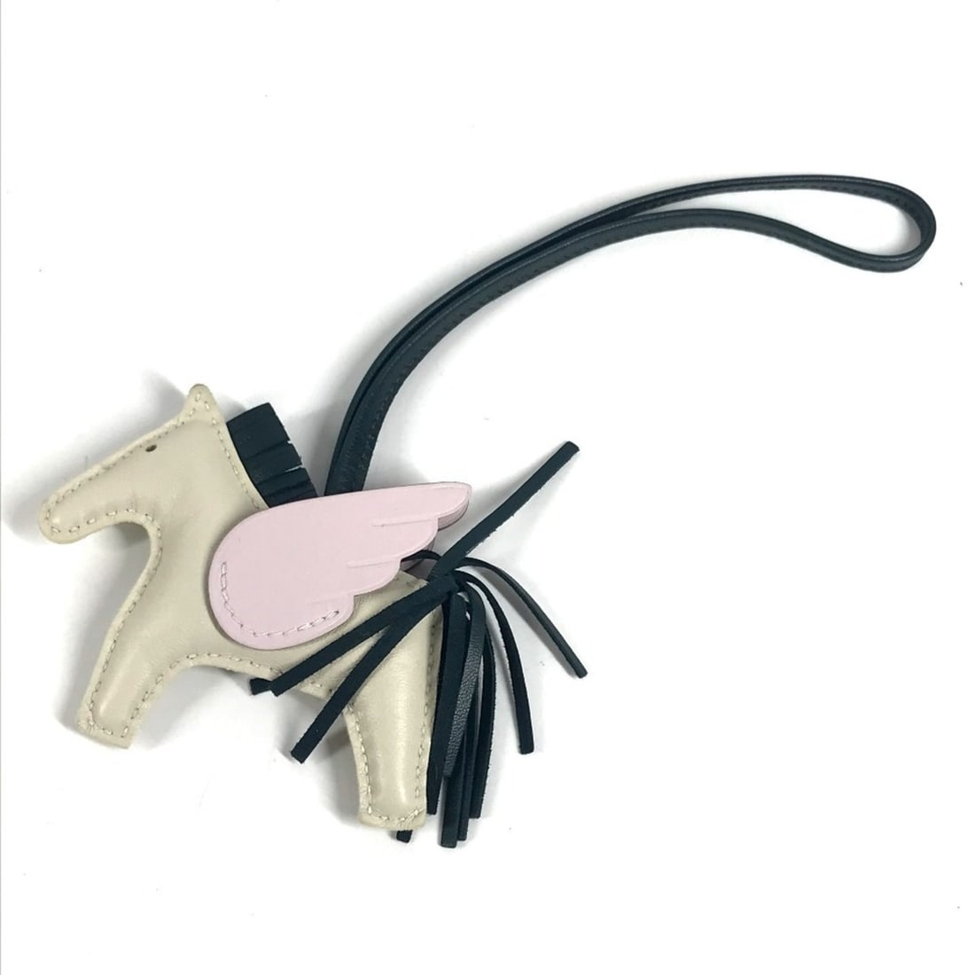 HERMES Cheval Rodeo Pegasus PM Horse Keychain, Bag Charm, Anjo Miro, Men's/Women's, Cle, Mauve Pale,: --- Catalog ---Category: PackNumber in Pack: 1Category: DesignType: KeyringColor: Green, Pink, WhiteGender: Men,Women,UnisexMaterial: Agneau MiloPattern (Charm): AnimalCategory: GeneralMPN: BBrand: He