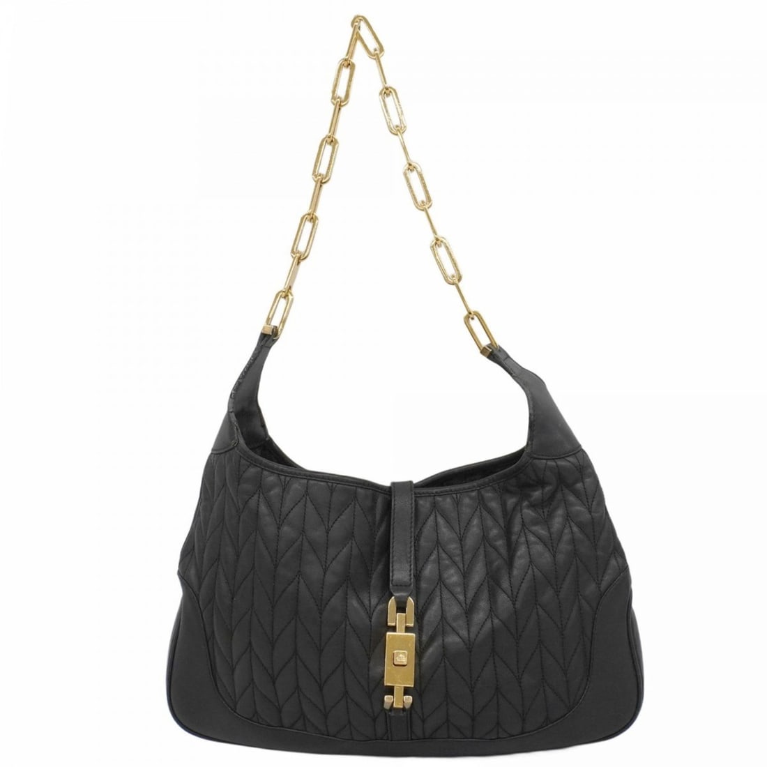 Gucci Jackie 001 4015 Shoulder Bag in Black Leather for Women, P2368075: --- Catalog ---Category: SizeSize (HxWxD): 21cm x 32cm x 4cm / 8.26'' x 12.59'' x 1.57''Category: DesignType: Shoulder bagColor: BlackGender: WomenMaterial: Leather Hardware Color: GoldCategory: Gener
