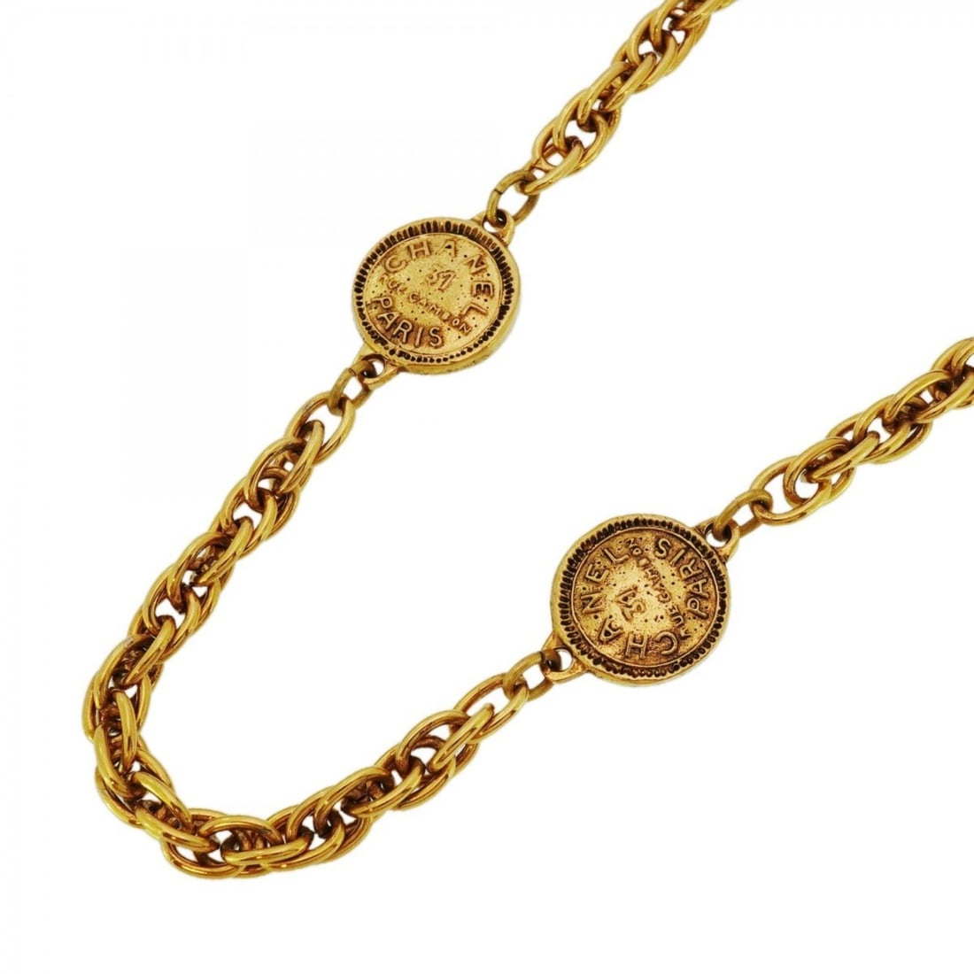 Chanel necklace with coin motif, GP plated gold, for women (1 of 17)