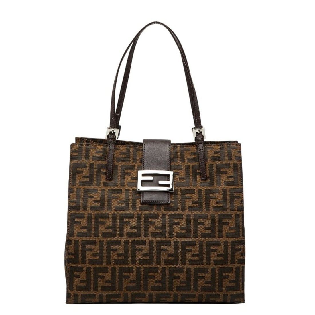 Fendi Zucca Tote Bag Shoulder 0915808 Brown Canvas and Leather Women's FENDI (1 of 11)