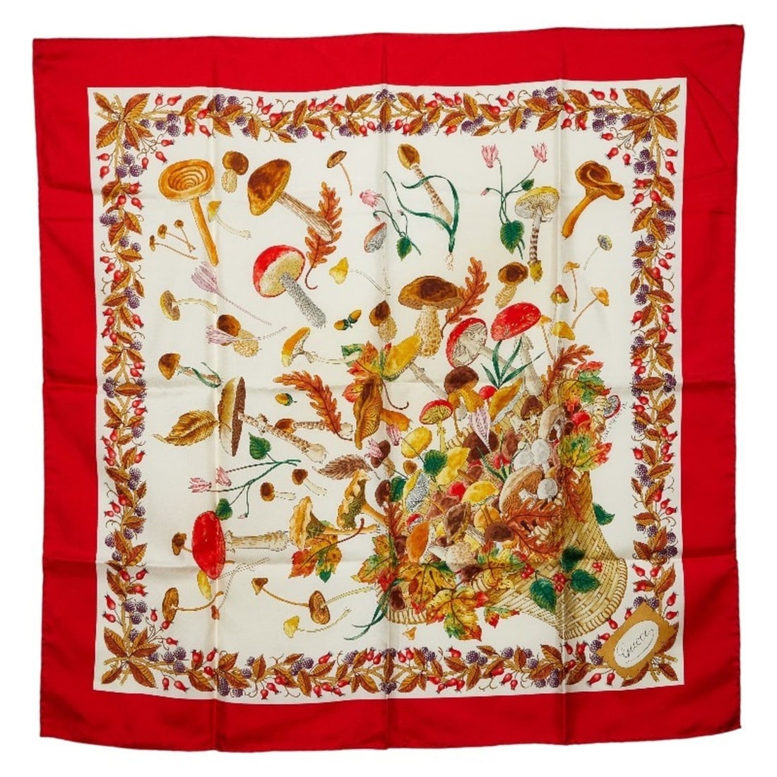 Gucci V.ACCORNERO Botanical Scarf/Muffler in Red, White, and Multicolor Silk for Women (1 of 18)