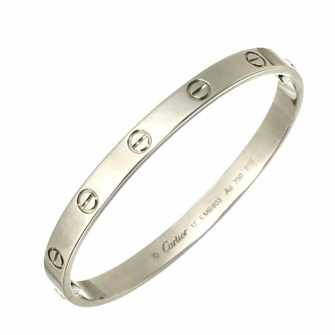 Cartier Love Bracelet #17 18K WG White Gold 750 Bangle: --- Catalog ---Category: SizeLength: 16cm / 6.29''Category: DesignType: BangleGender: Women,MenMaterial: White gold (18K)Category: GeneralBrand: Cartier--- Item List ---Section: ConditionRanking: Rank