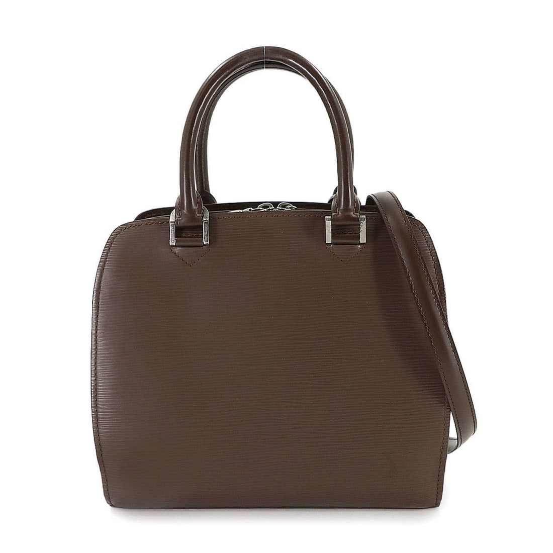 Louis Vuitton Epi Pont Neuf 2-way handbag in mocha leather with silver hardware (M5205D). (1 of 18)