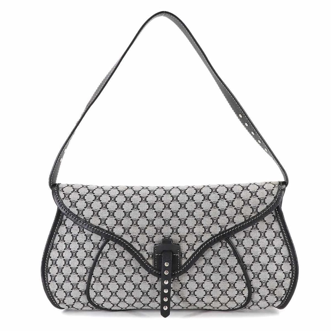 Celine Macadam Shoulder Handbag in Canvas and Leather with Gray, Black, Silver Hardware (1 of 18)