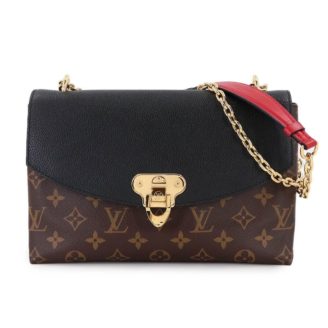 Louis Vuitton Monogram Saint Placide Chain Shoulder Handbag Leather Brown Black Red M43714 (1 of 15)