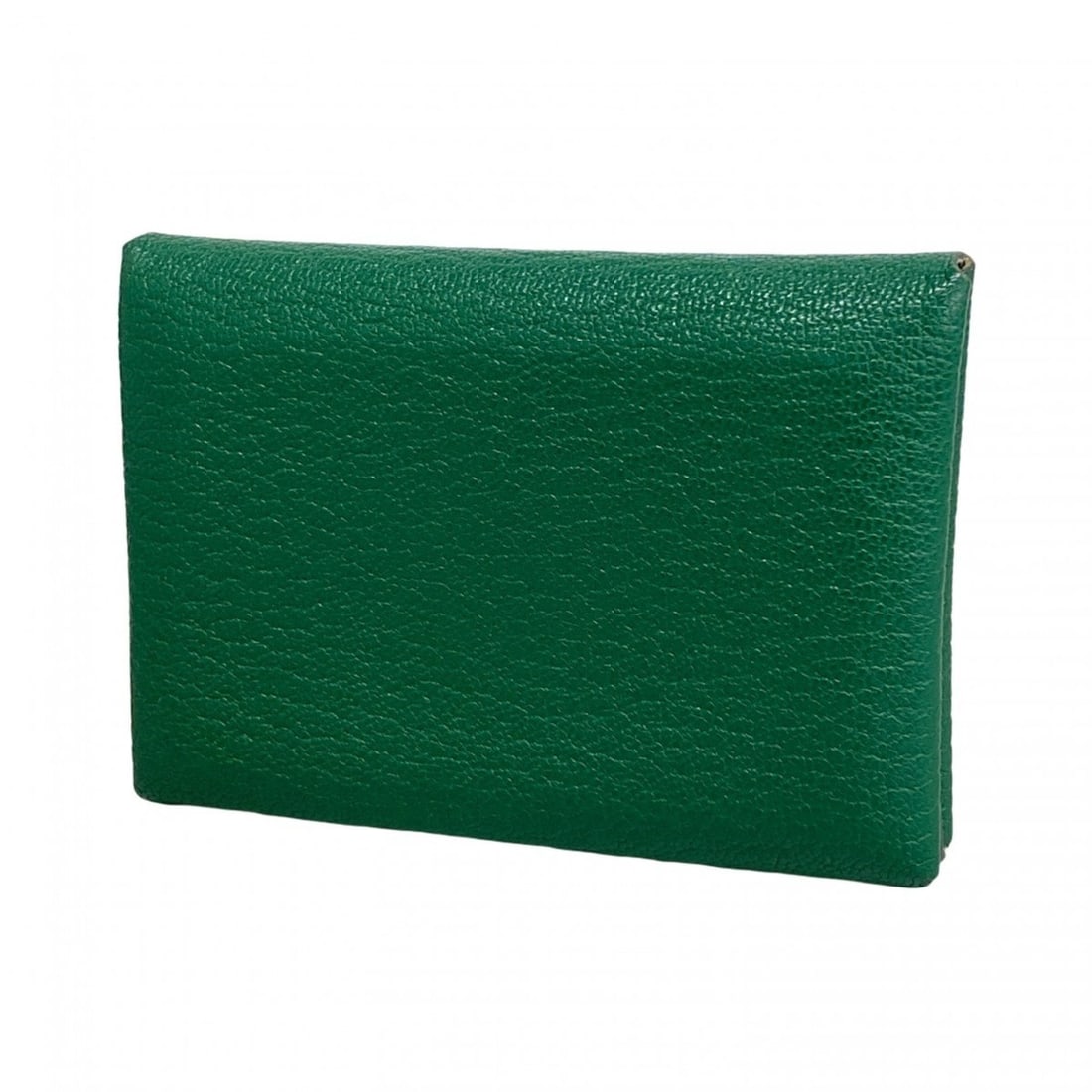Hermes Hermès Calvi Duo Verso Wallet/Coin Case, Chevre Mysore, Vert Moyen, Fizz, W Stamp, Women's (1 of 10)
