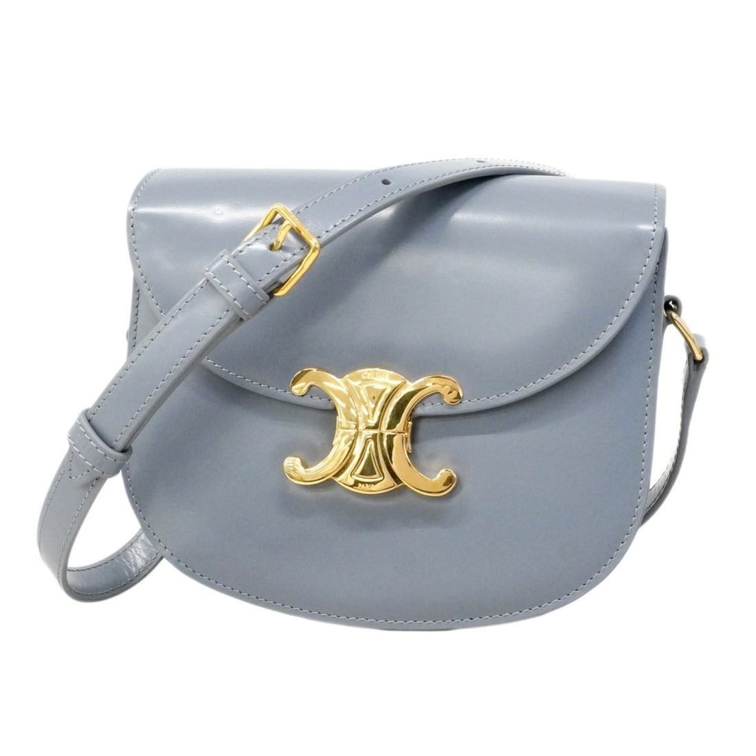 Celine Triomphe Teenbusas Leather Shoulder Bag in Blue-Gray for Women (1 of 12)
