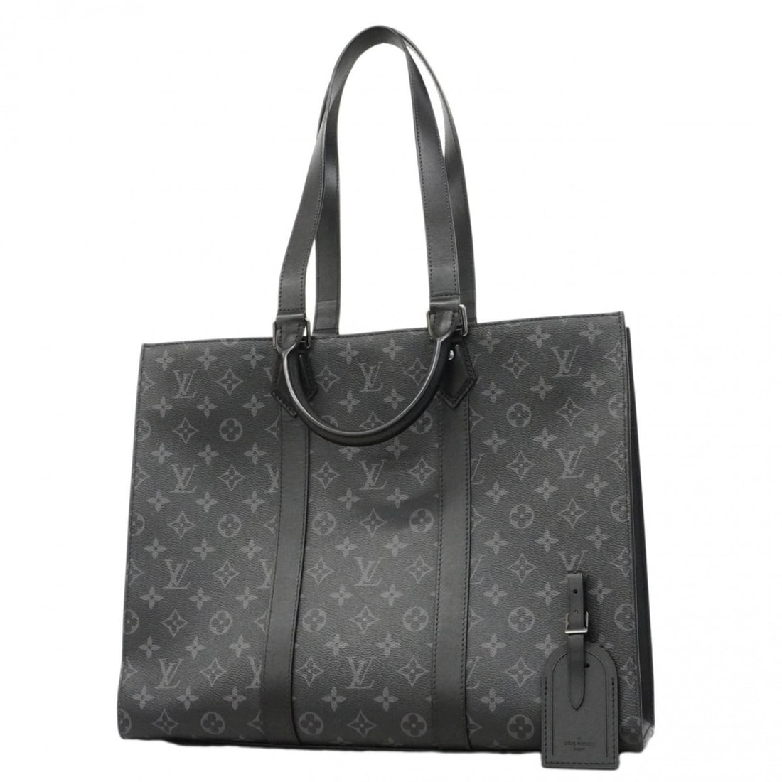 Louis Vuitton Monogram Eclipse Sac Plat 24H Tote Bag M47059 Black Men's 2-Way (1 of 15)