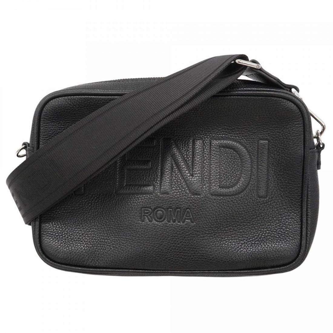 Fendi shoulder bag in black leather for men: --- Catalog ---Category: SizeSize (HxWxD): 15cm x 22cm x 4cm / 5.9'' x 8.66'' x 1.57''Category: DesignType: Shoulder bagColor: BlackGender: MenMaterial: Leather Hardware Color: SilverCategory: General