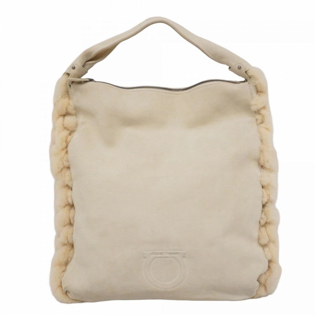 Salvatore Ferragamo Gancini Shoulder Bag in Ivory Suede for Women (1 of 14)