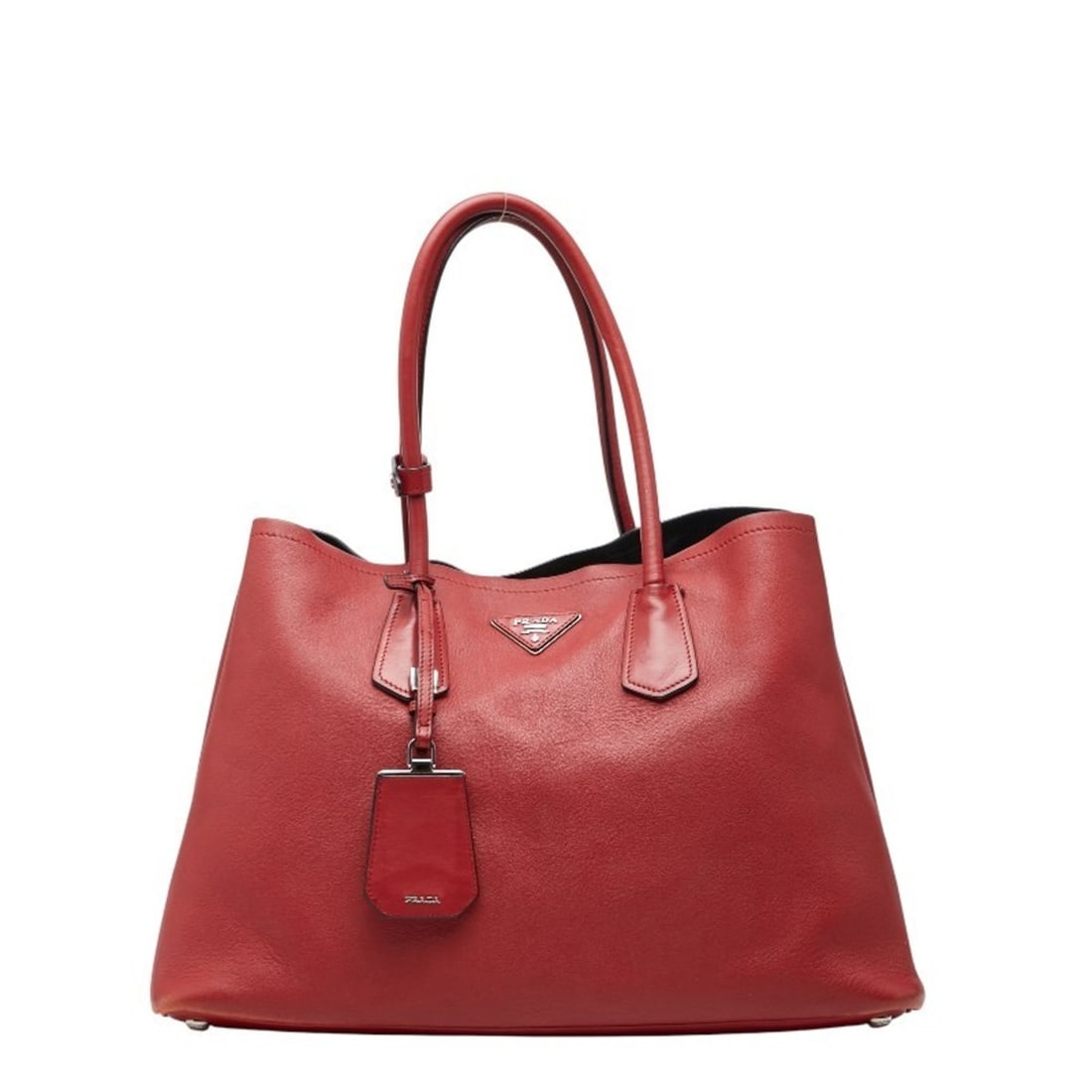 Prada Triangle Logo Plate Tote Bag Shoulder Red Leather Women's PRADA: --- Catalog ---Category: SizeSize (HxWxD): 27cm x 40cm x 20cm / 10.62'' x 15.74'' x 7.87''Category: DesignType: Shoulder bag, Tote bagColor: Red colorGender: WomenMaterial: Leather Category: GeneralBr