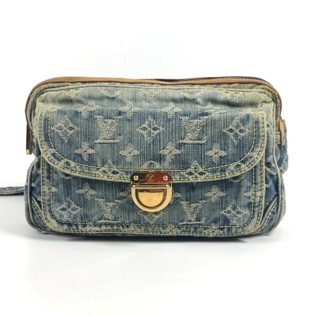 LOUIS VUITTON M95347 Monogram Denim Bum Bag, Crossbody Waist Canvas, Women's, Blue (1 of 17)