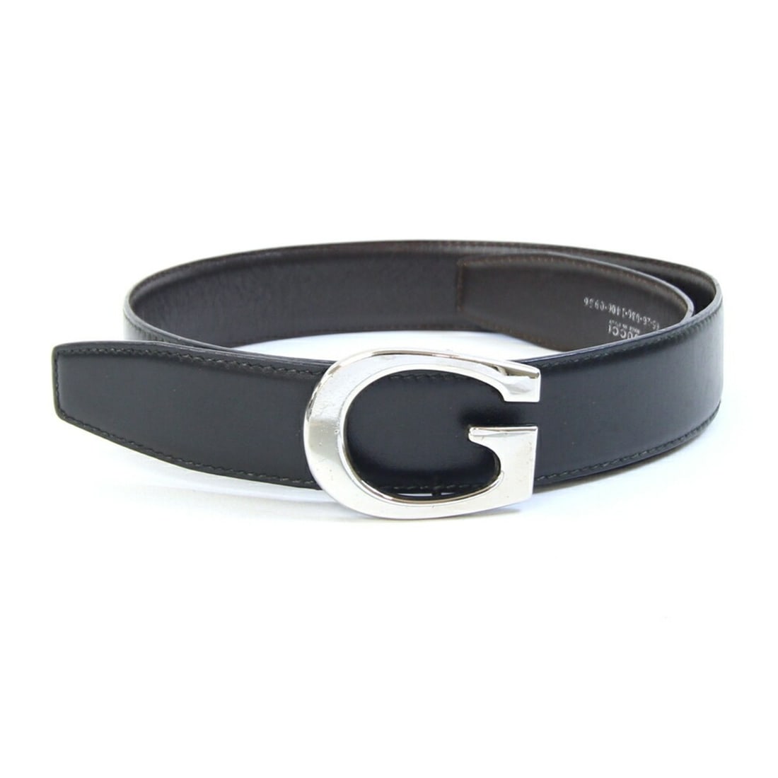 Gucci Belt 036, 1406, 0956 Black and Dark Brown Leather with G Buckle for Women (1 of 16)