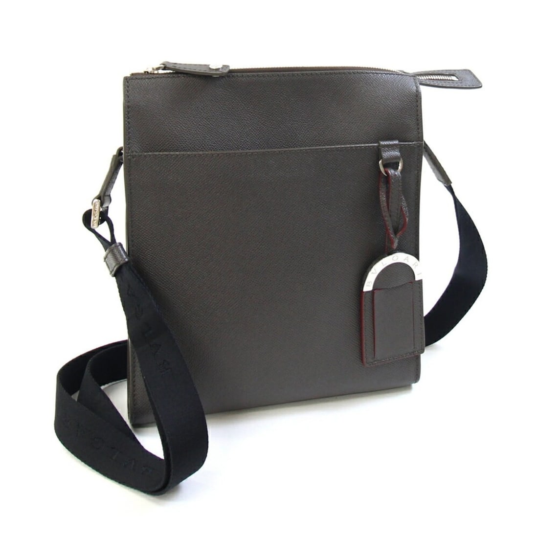 BVLGARI Man Shoulder Bag 39389 Dark Brown Braided Leather Crossbody (1 of 11)