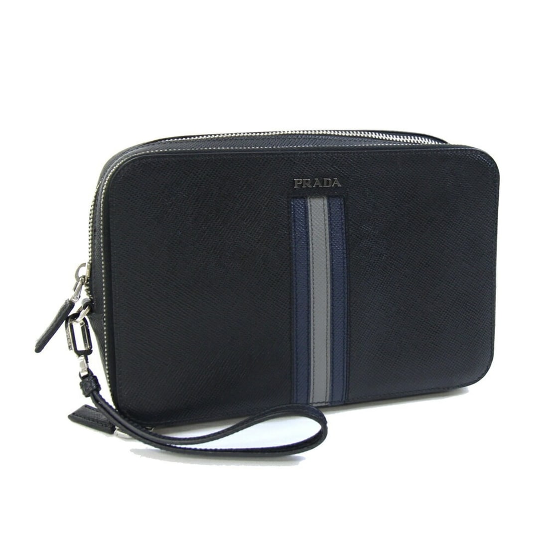 Prada Clutch Bag 2VF052 Black Leather Second with Strap W Men's PRADA: --- Catalog ---Category: SizeSize (HxWxD): 15.5cm x 23.5cm x 5.5cm / 6.1'' x 9.25'' x 2.16''Category: DesignType: Clutch bagColor: BlackGender: MenMaterial: Leather Inner Pocket: Open pocket 1, Card h