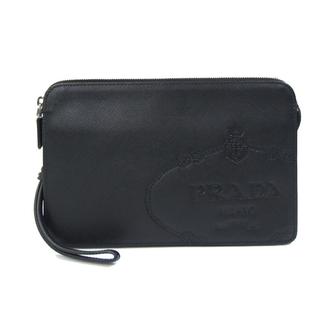 Prada Clutch Bag 2VF056 Black Leather Second with Hand Strap Men's PRADA (1 of 10)