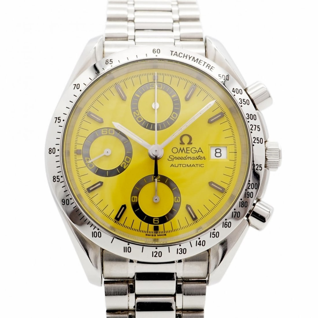 Omega Speedmaster 3511.12 Yellow Dial Men's Watch: --- Catalog ---Category: SizeWrist Size: 17cm / 6.69''Case Diameter: 39mm / 1.54''Category: DesignType: WristwatchGender: MenColor (Dial): YellowMaterial (Band): Stainless steelCategory: GeneralMPN: 3