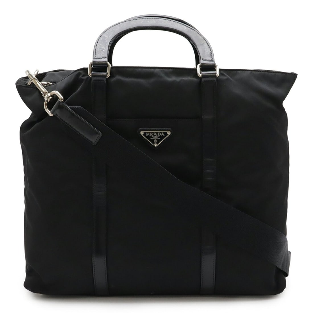 PRADA Prada Tote Bag, Handbag, Shoulder Nylon Patent Leather, NERO, Black, BN1057 (1 of 16)