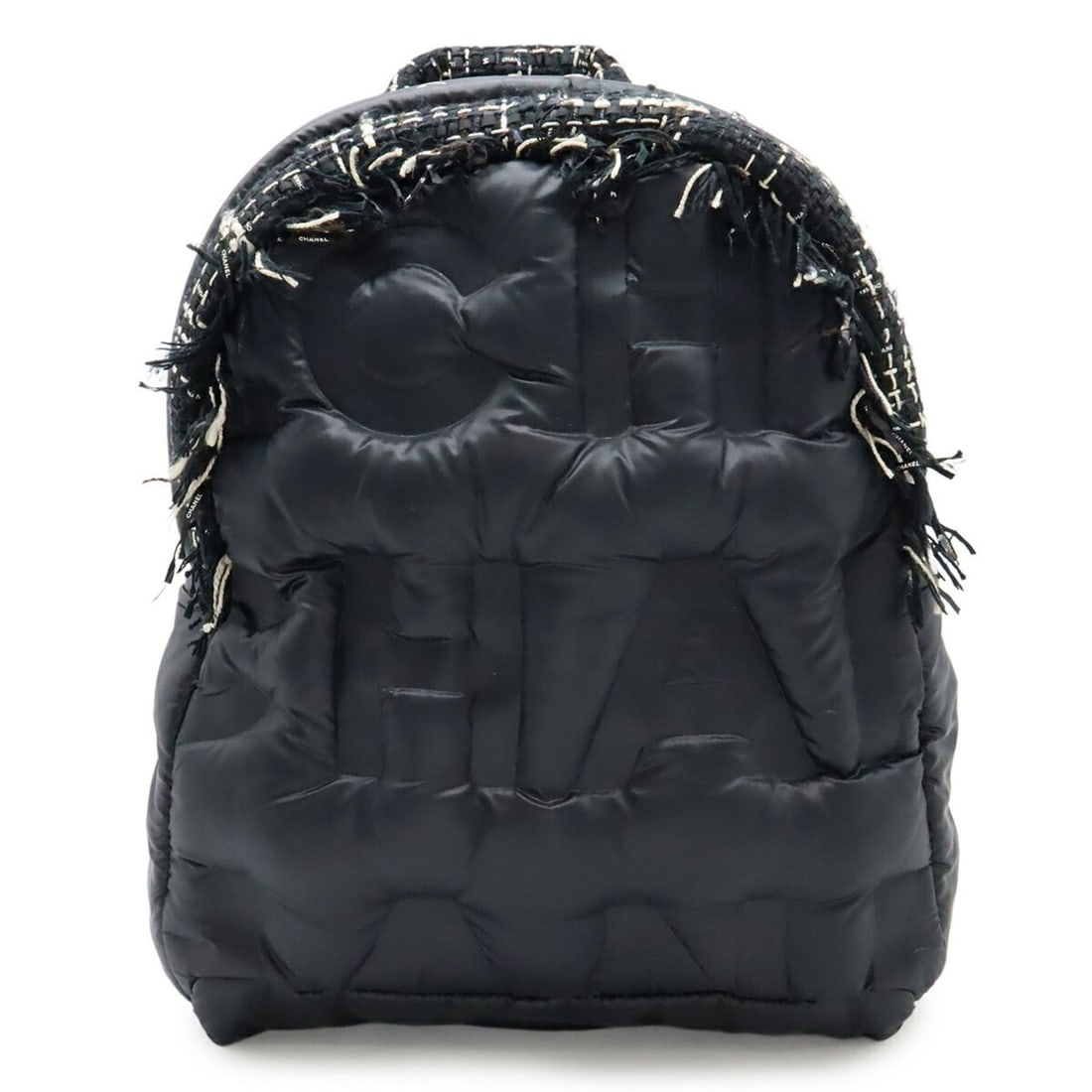 CHANEL Doudaune Coconnege Backpack/Daypack Embossed Nylon Tweed Black A91933 (1 of 14)