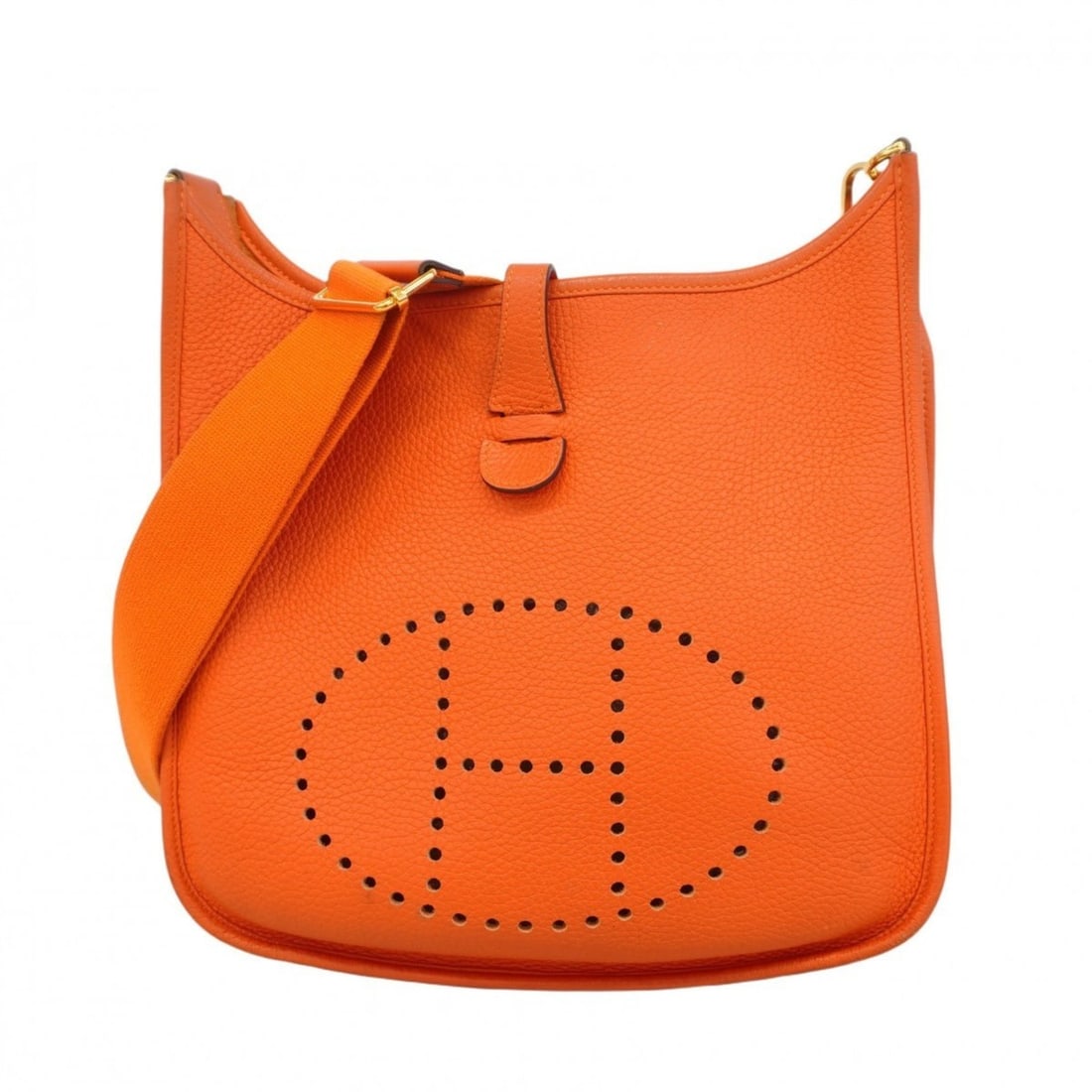 Hermes Hermès Evelyn 3PM Shoulder Bag, Taurillon Clemence Leather, Orange Poppy, Y Stamp, Women's, (1 of 17)