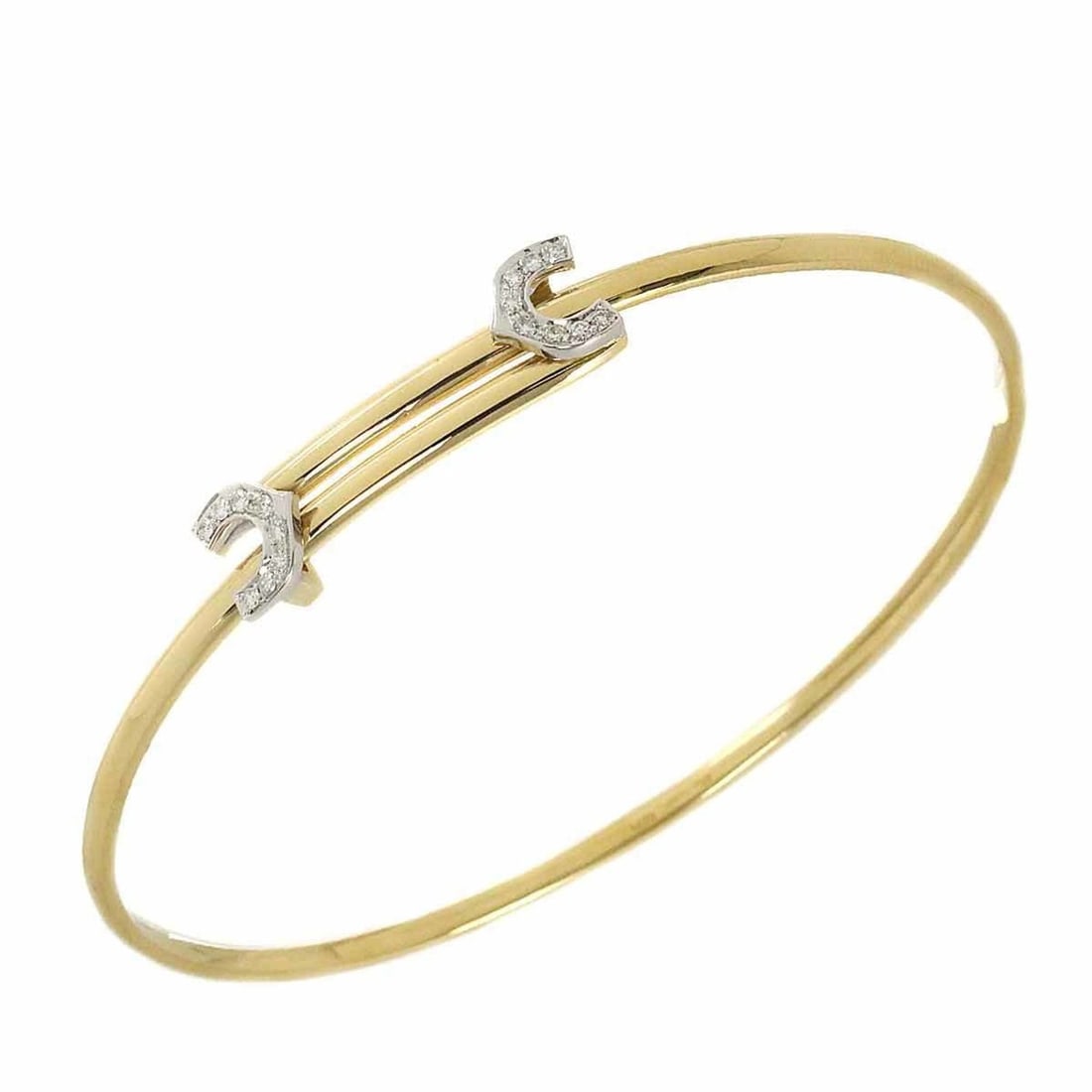 Cartier 2C Diamond Bangle, 19cm, 18K Yellow and White Gold (YG, WG) 750 C2 Bracelet (1 of 14)