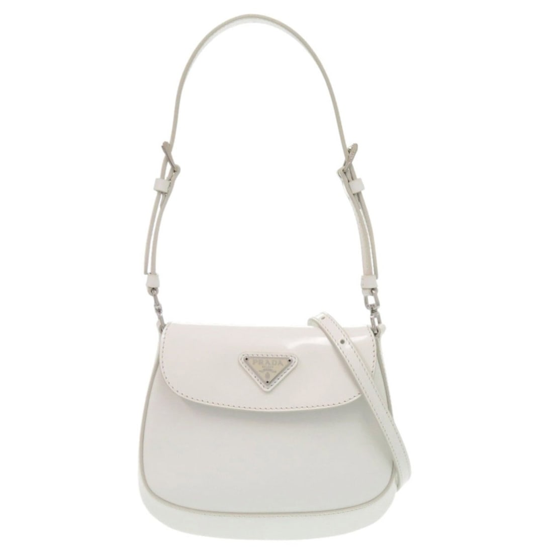 Unused Prada SPAZZOLATO 1BH188 Triangle Logo Leather White 2-Way Shoulder Bag 0372PRADA: --- Catalog ---Category: SizeSize (HxWxD): 14.5cm x 17cm x 3cm / 5.7'' x 6.69'' x 1.18''Strap Length: 110cm - 120cm / 43.3'' - 47.24''Handle Length: 42cm - 52cm / 16.53'' - 20.47''Category: DesignType