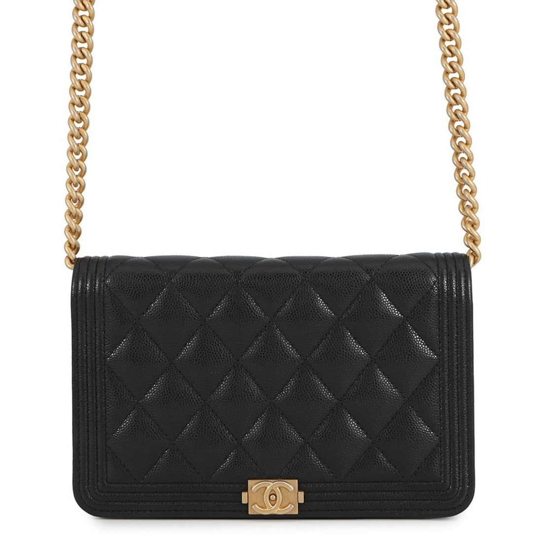 Chanel Chain Wallet Boy Matelasse Coco Mark Caviar Skin AP1117 CHANEL Black: --- Catalog ---Category: SizeSize (HxWxD): 12cm x 19cm x 4cm / 4.72'' x 7.48'' x 1.57''Category: DesignType: Chain/Shoulder walletColor: BlackGender: WomenMaterial: Grained Calfskin Category: