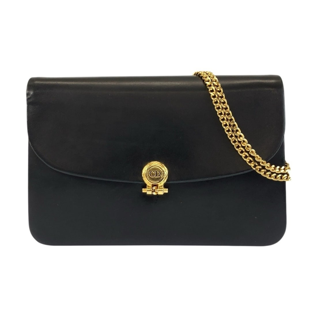 Christian Dior Vintage Black Leather Chain Shoulder Bag with Gold Hardware for Women: --- Catalog ---Category: SizeSize (HxWxD): 15cm x 23cm x 3cm / 5.9'' x 9.05'' x 1.18''Category: DesignType: Shoulder bagColor: BlackGender: WomenMaterial: Leather Category: GeneralBrand: Christian