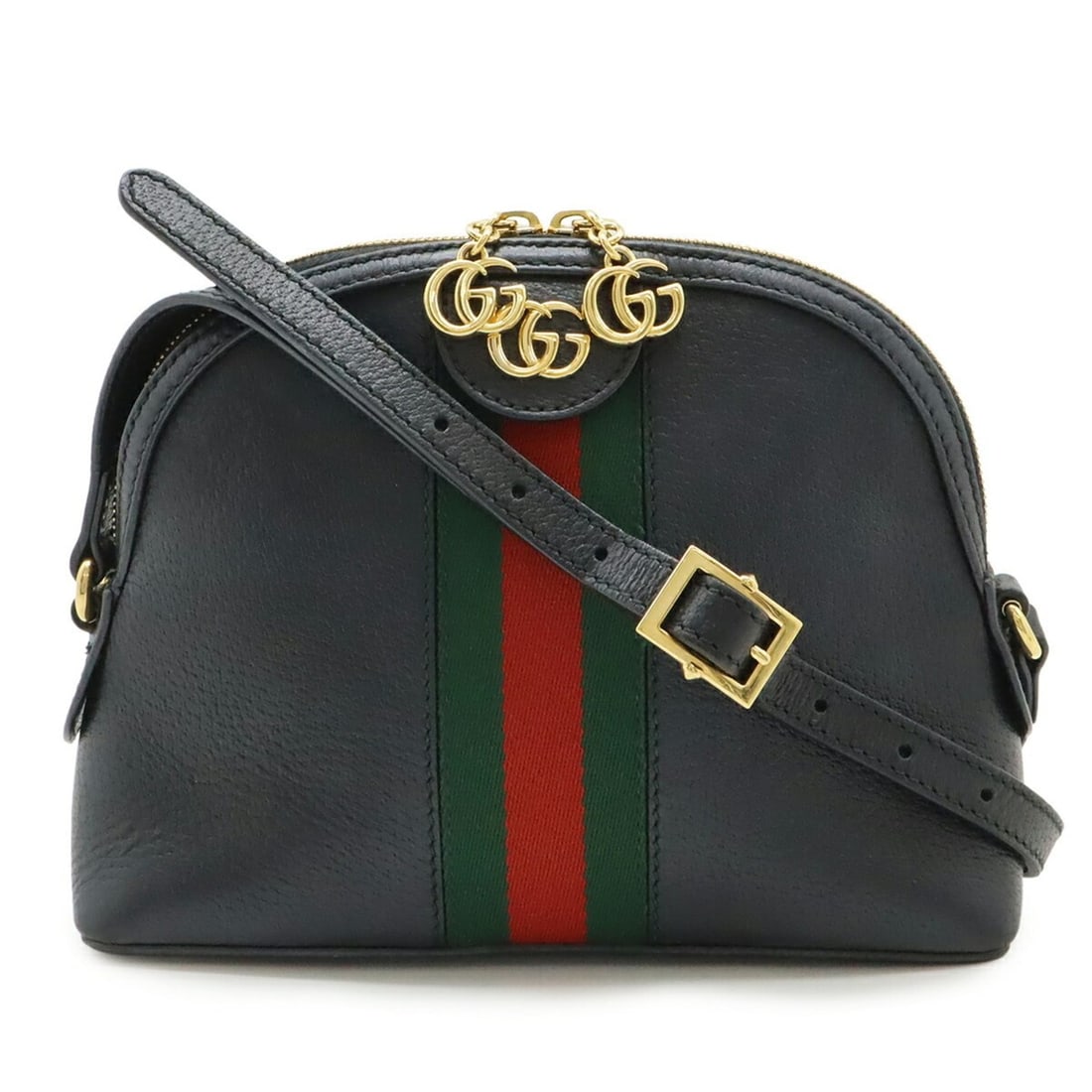GUCCI Ophidia Small Sherry Line Shoulder Bag Pochette Leather Black Green Red 499621 (1 of 10)
