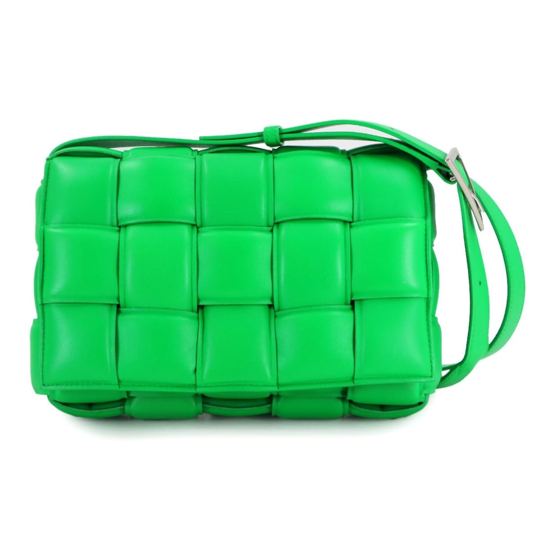 Bottega Veneta Intrecciato Padded Cassette Shoulder Handbag in Green Leather (1 of 11)