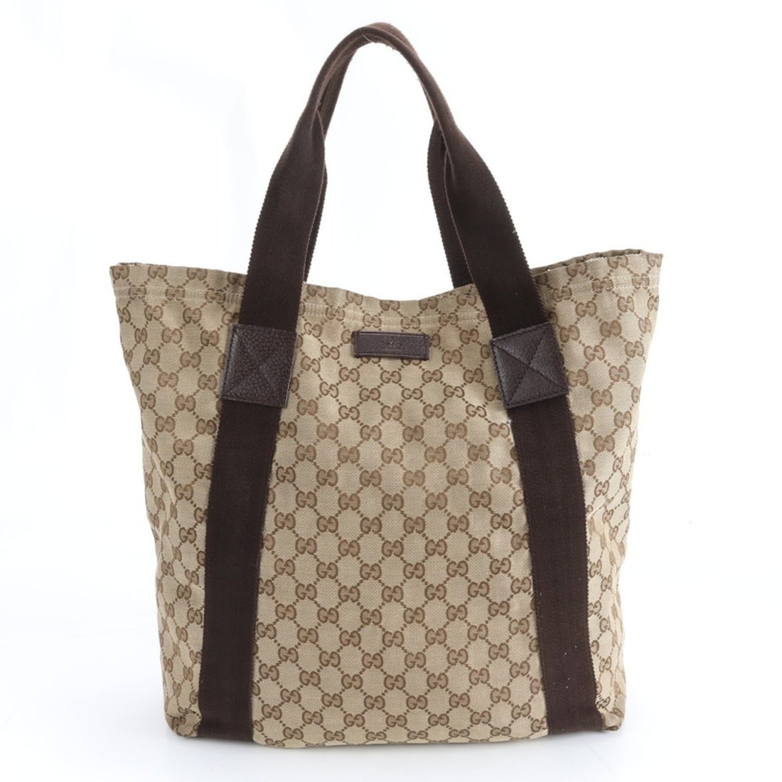 Gucci GG Canvas 189669 Leather Tote Bag Shoulder Business Brown Men's (1 of 13)