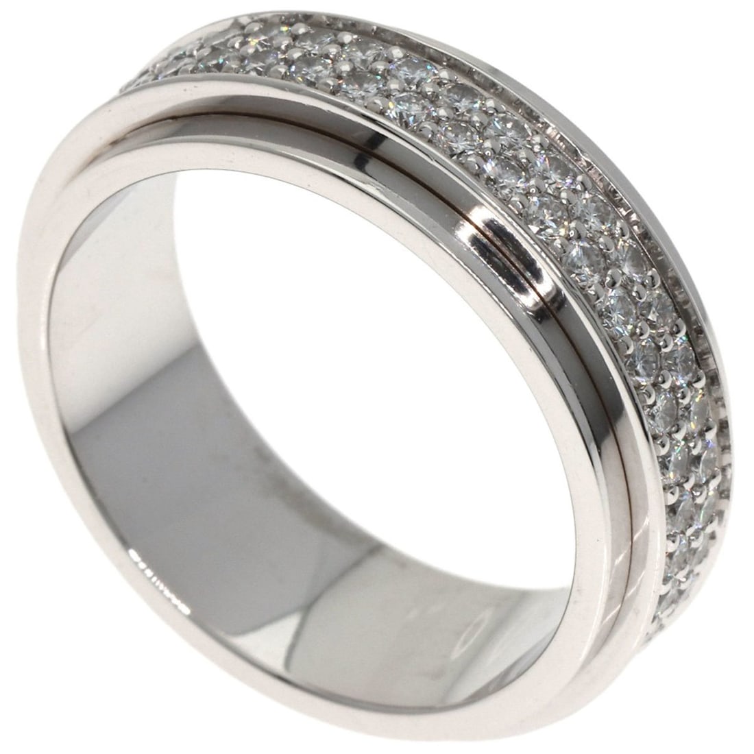 Piaget Possession Full Eternity Diamond Ring #58 in 18K White Gold for Women: --- Catalog ---Category: SizeWidth: 7.2mm / 0.28''Weight: 9.6g / 0.33oz.JP Size: 18US Size: 9Category: DesignType: Band ringStone: DiamondGender: MenMaterial: White gold (18K)Category: GeneralBrand: