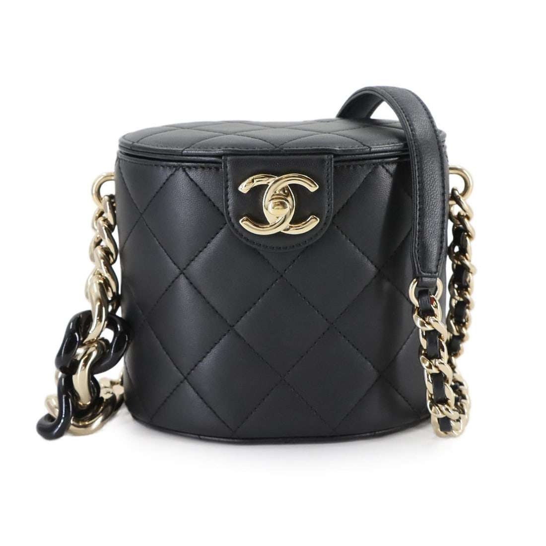 CHANEL Matelasse Chain Shoulder Handbag in Black Lambskin with Gold Hardware (1 of 13)