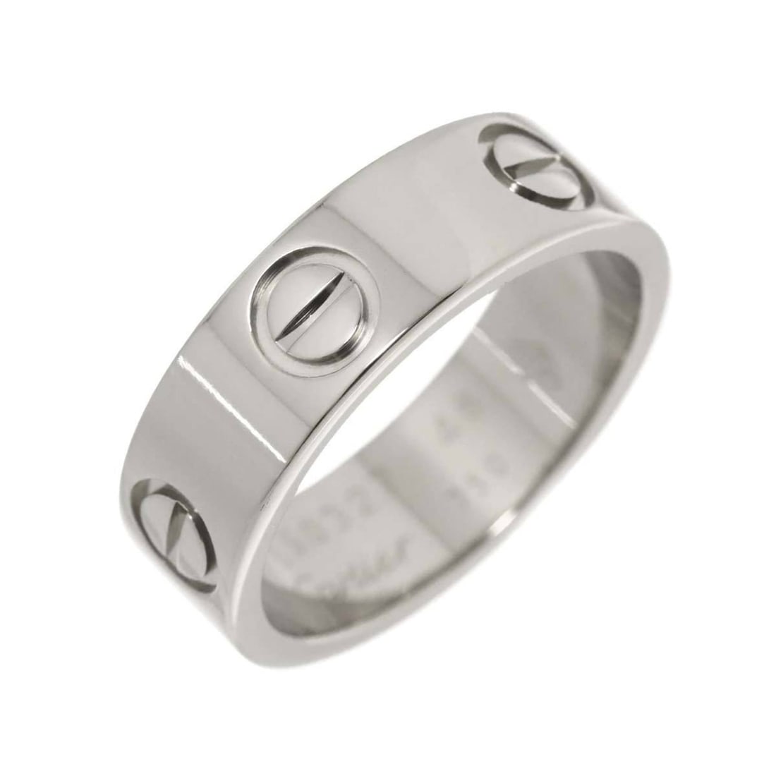 Cartier Love Classic #48 Ring in 18K White Gold (750): --- Catalog ---Category: SizeUS Size: 4.5Brand Size: 48Category: DesignType: Band ringGender: WomenMaterial: White gold (18K)Category: GeneralBrand: Cartier--- Item List ---Section: ConditionRanking: