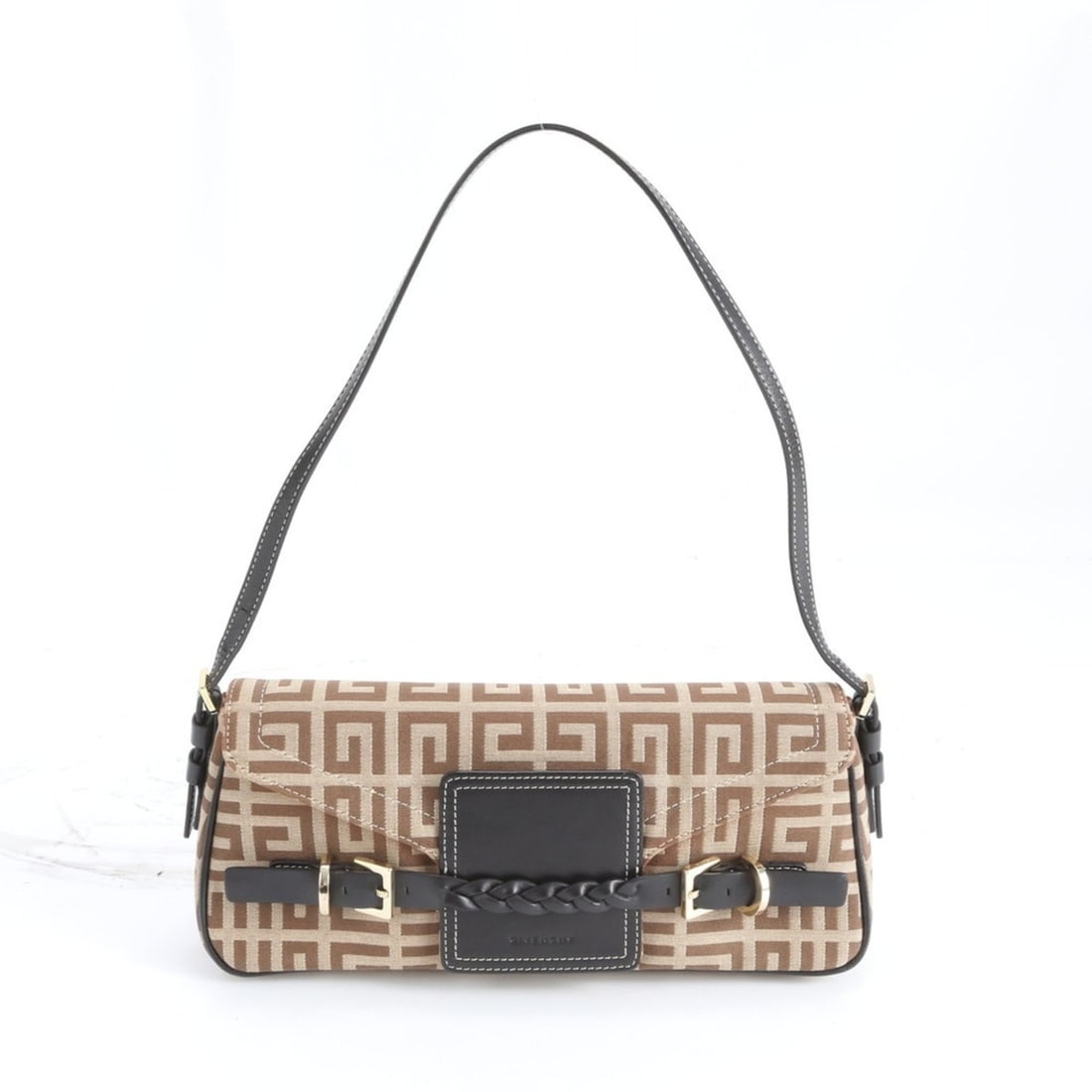 Givenchy logo all-over print leather canvas one-shoulder bag, brown, for women: --- Catalog ---Category: SizeSize (HxWxD): 12cm x 28cm x 8cm / 4.72'' x 11.02'' x 3.14''Category: DesignType: Shoulder bagColor: Beige, BrownGender: WomenMaterial: Leather , Canvas Category: