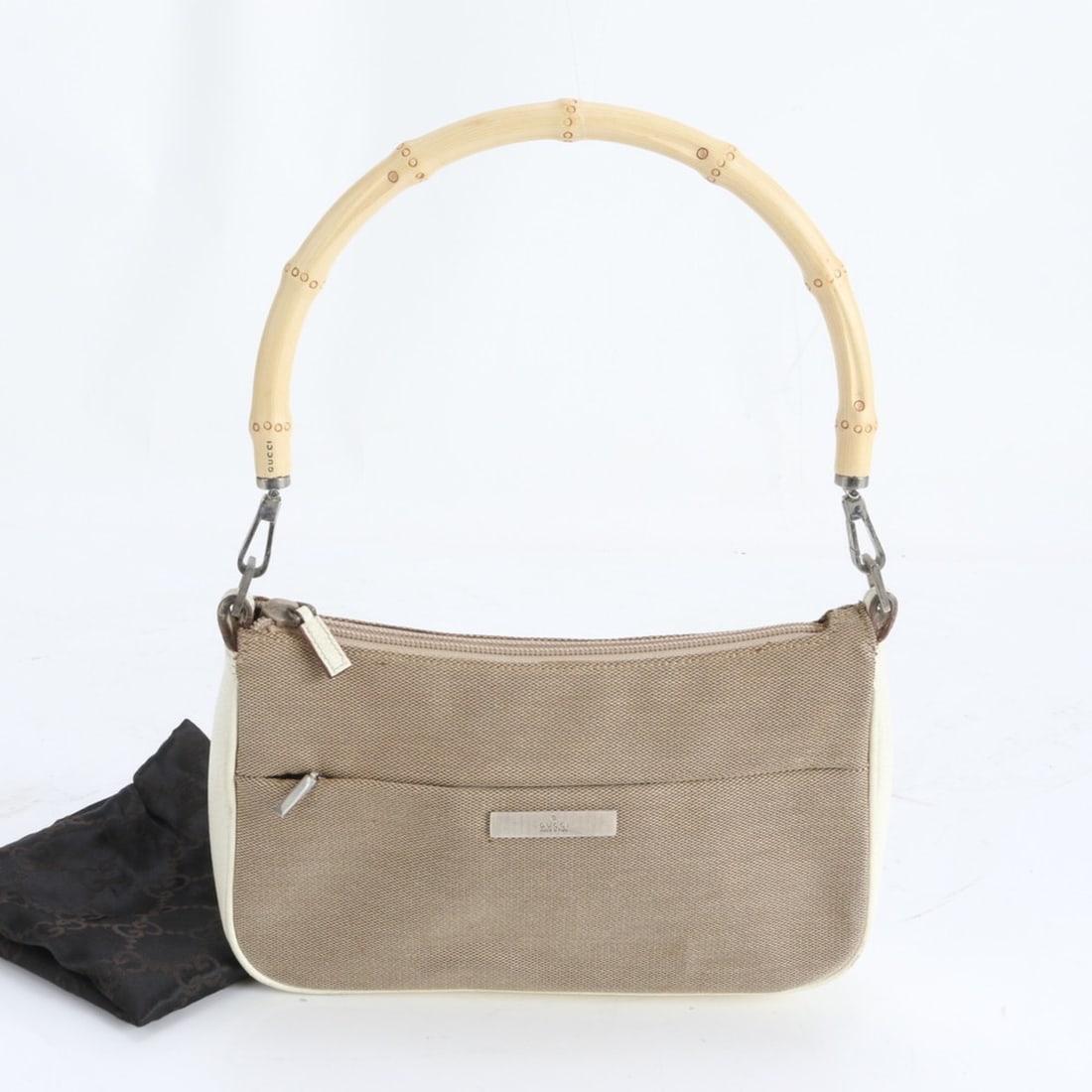 Gucci Bamboo 001 3870 Leather Canvas Shoulder Bag, Handbag, Brown, Women's: --- Catalog ---Category: SizeSize (HxWxD): 15cm x 25cm x 6cm / 5.9'' x 9.84'' x 2.36''Strap Length: 45cm / 17.71''Category: DesignType: Shoulder bagColor: Brown, IvoryGender: WomenMaterial: Leather ,