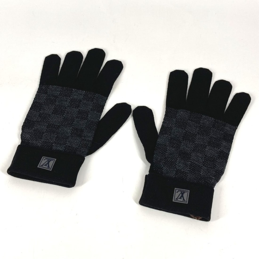 LOUIS VUITTON M70006 Damier Graphite Gon Petit Gloves, Wool and Polyester, Men's, Black (1 of 14)