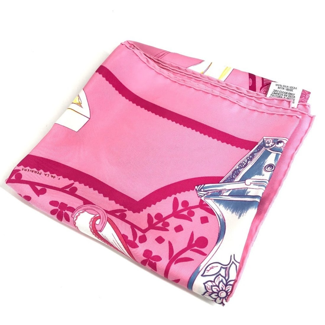 HERMES ETRIERS Stirrup Carré 90 Scarf, Silk, Women's, Pink (1 of 12)